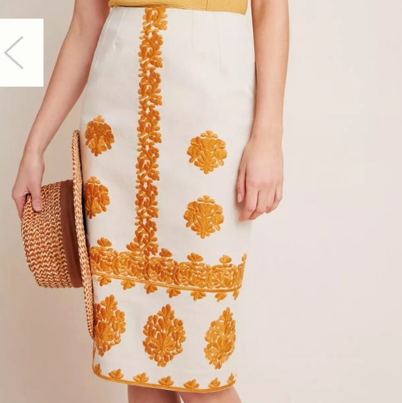 Anthropologie Verona Embroidered Pencil Skirt - Picture 1 of 5